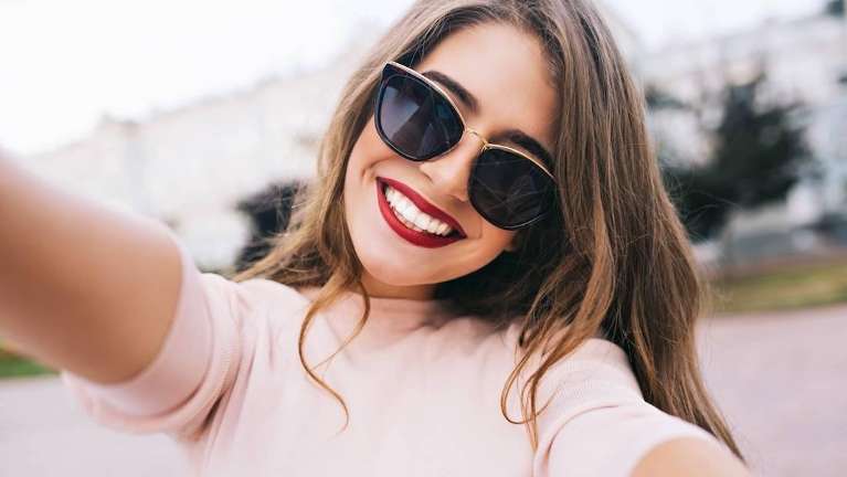 Girl smiling for a selfie